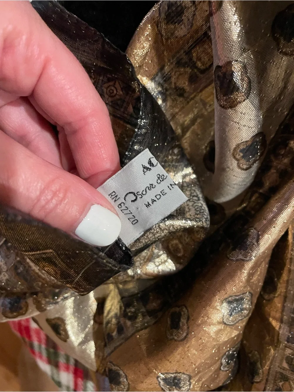 Authentic Oscar de la renta Metallic Brown & Gold Patterned Fashion Scarf